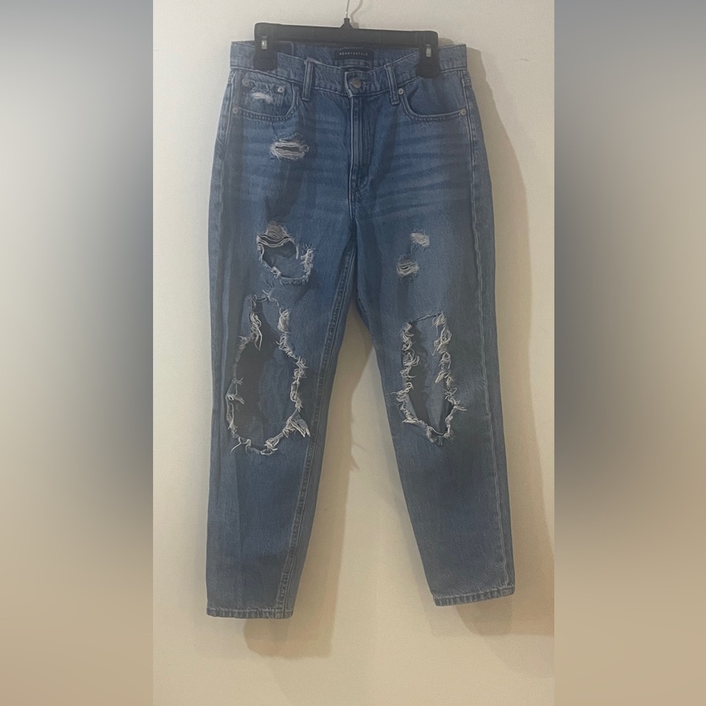 Aeropostale Very Distressed Blue Mom Jeans